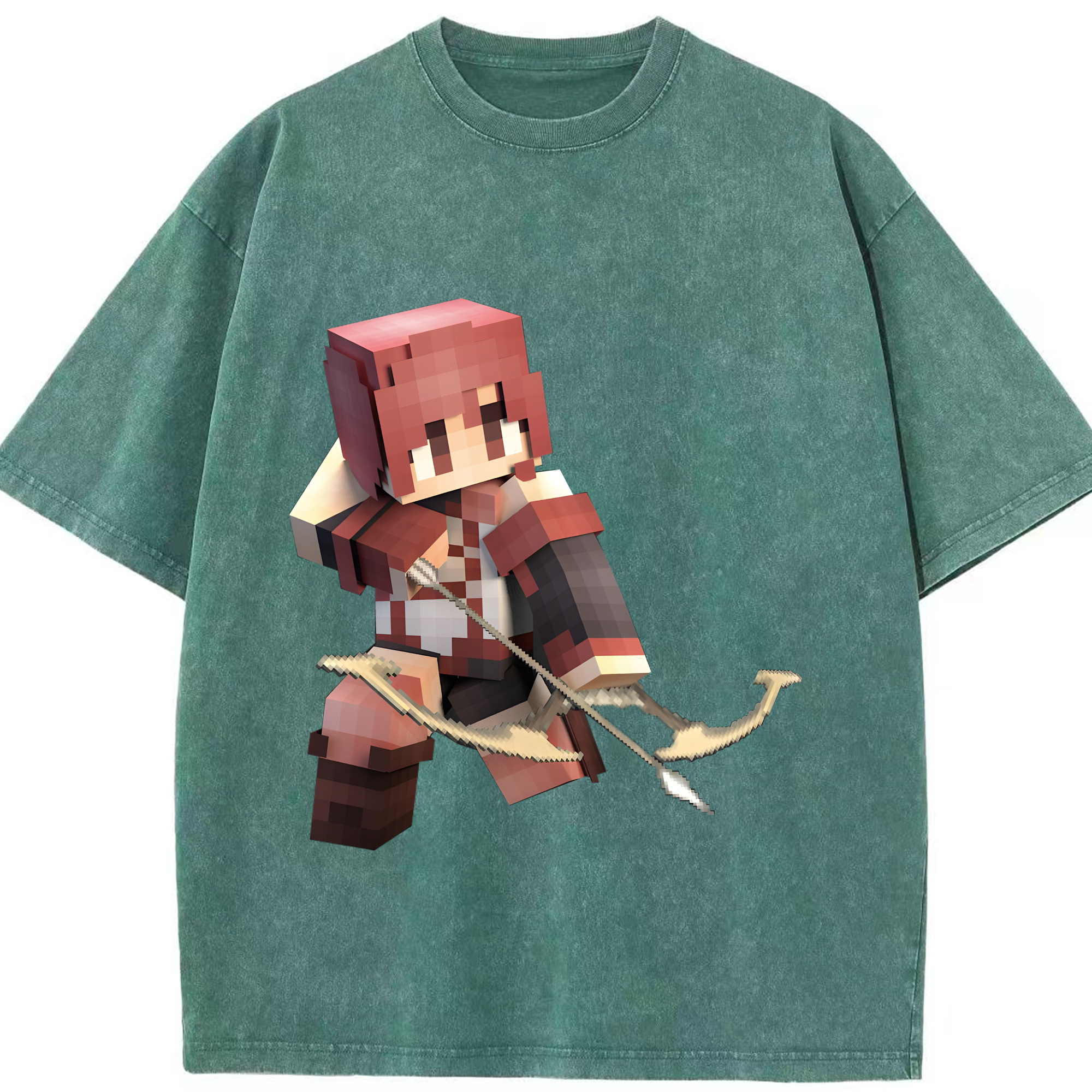 （画像用） マインクラフト ブロックの世界 Minecraft MC Block world 綿100% ヴィンテージ風 半袖Tシャツ（フロントプリント）